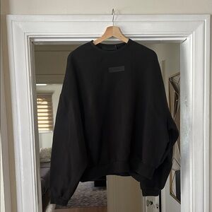Essential “fear of god” Black Men's Crewneck Sweater - Minimal Logo